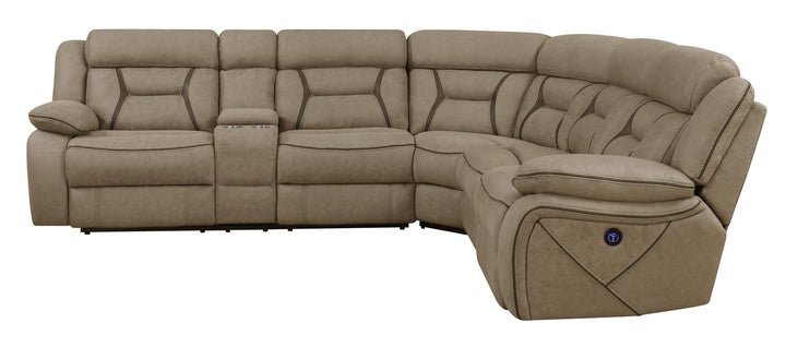 Higgins motion 600380 Tan Transitional fabric power sectionals By coaster - sofafair.com