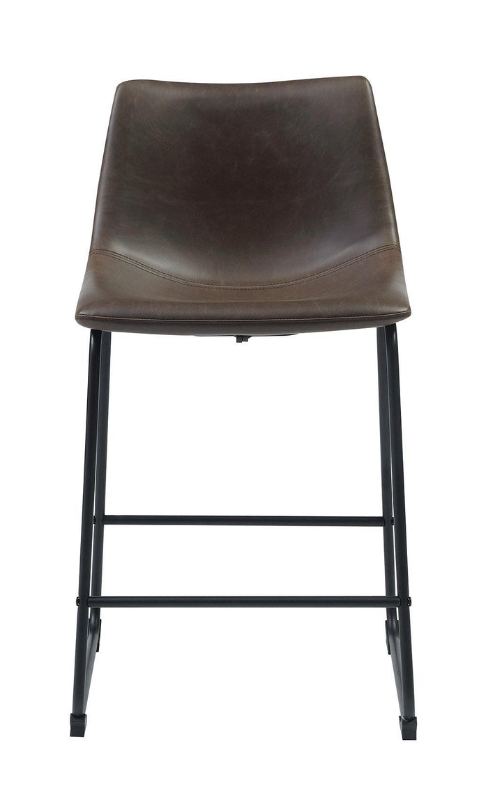 Industrial brown faux leather counter-height stool 102535 Two-tone brown metal counter height stool By coaster - sofafair.com