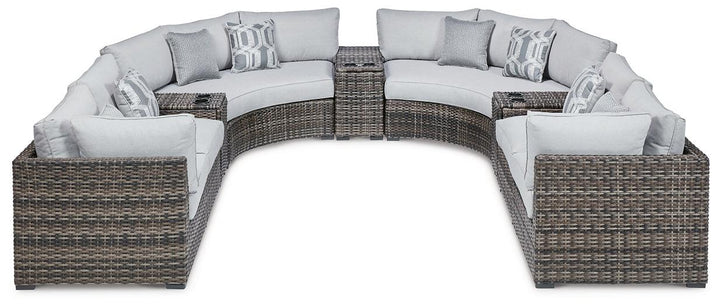 P459P4 Black/Gray Casual Harbor Court 9-Piece Outdoor Sectional By Ashley - sofafair.com