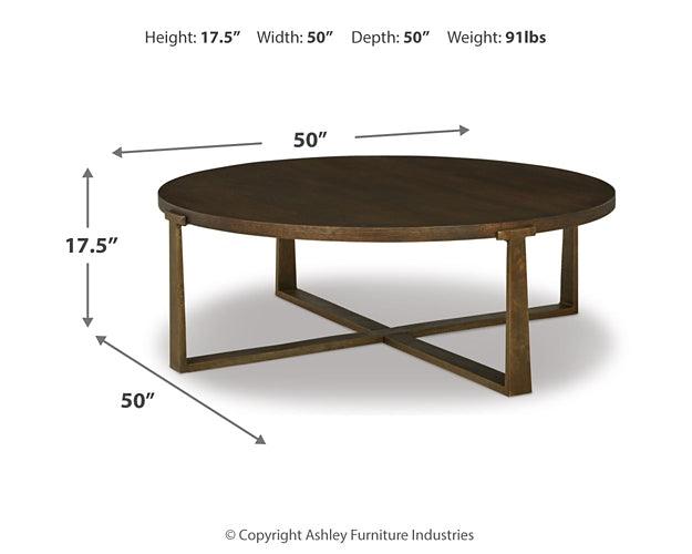 Balintmore Coffee Table T967-8 Metallic Contemporary Cocktail Table By Ashley - sofafair.com