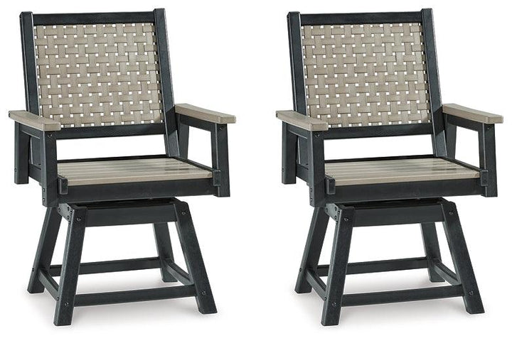 Mount Valley Swivel Chair (Set of 2) P384-604A Black/Gray Contemporary Outdoor Dining Chair By Ashley - sofafair.com