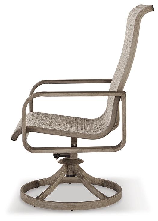 Beach Front Sling Swivel Chair (Set of 2) P323-603A Brown/Beige Contemporary Outdoor Dining Chair By Ashley - sofafair.com