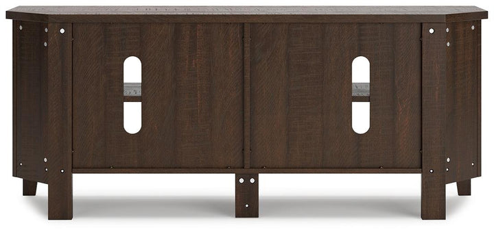 W283-56 Brown/Beige Casual Camiburg Corner TV Stand By Ashley - sofafair.com