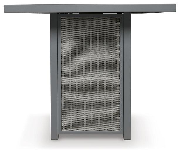 Palazzo Outdoor Bar Table with Fire Pit P520-665 Black/Gray Casual Outdoor Pub Table w/FP By Ashley - sofafair.com