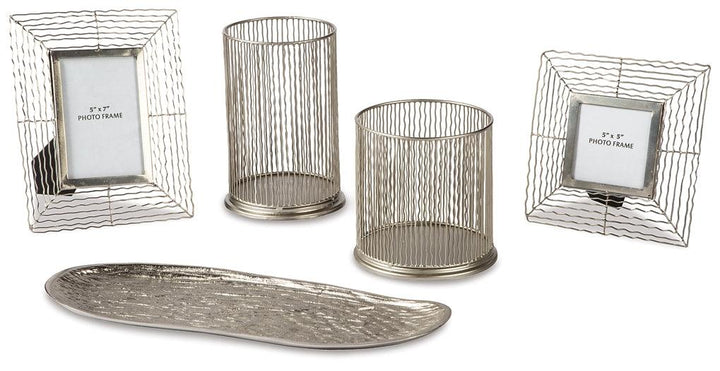 Dympna Accessory Set (Set of 5) A2C00115 Metallic Contemporary Table Accessory Set By Ashley - sofafair.com