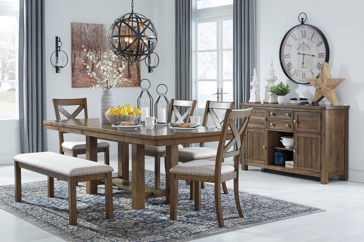 Moriville Dining Table and 4 Chairs and Bench D631D6 Brown/Beige Casual Dining Package By Ashley - sofafair.com