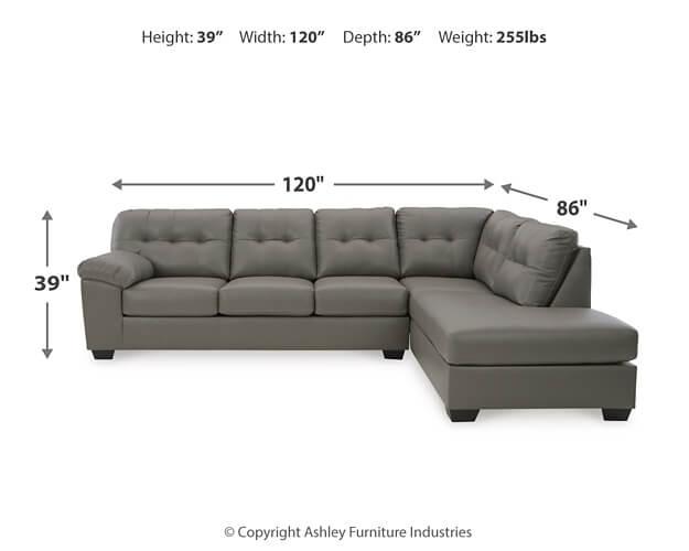 Donlen 2-Piece Sectional with Chaise 59702S2 Black/Gray Contemporary Stationary Sectionals By AFI - sofafair.com