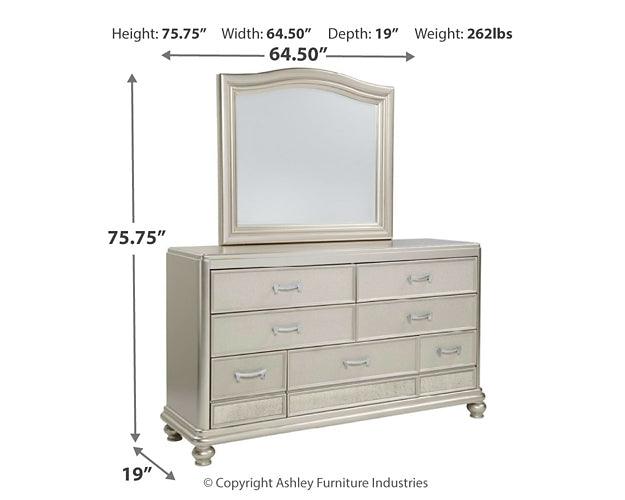 B650B7 Metallic Traditional Coralayne Dresser and Mirror By Ashley - sofafair.com