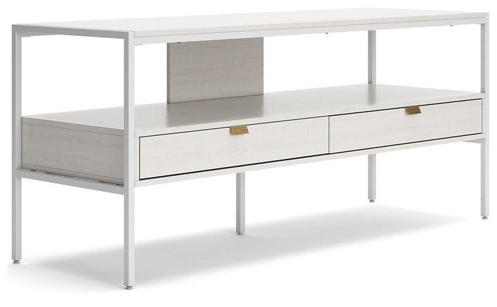 W162-68 White Contemporary Deznee 60" TV Stand By Ashley - sofafair.com