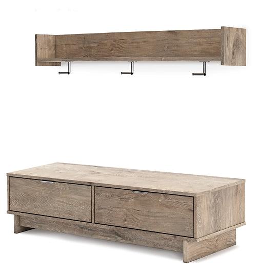 EA2270E1 Natural Contemporary Oliah Bench with Coat Rack By Ashley - sofafair.com