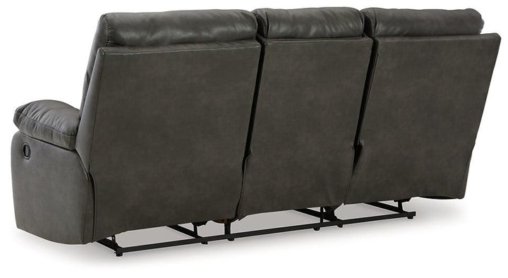 Willamen Reclining Sofa with Drop Down Table 1480189 Black/Gray Contemporary Motion Upholstery By Ashley - sofafair.com