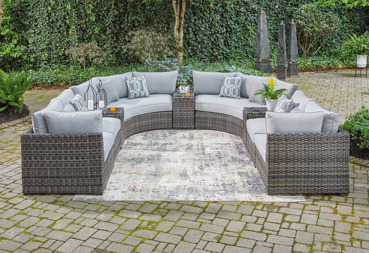 P459P4 Black/Gray Casual Harbor Court 9-Piece Outdoor Sectional By Ashley - sofafair.com