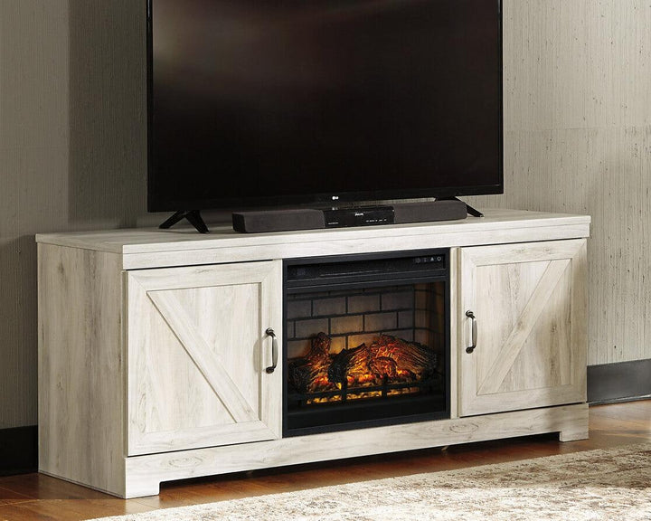 W331W9 White Casual Bellaby 63" TV Stand with Electric Fireplace By AFI - sofafair.com