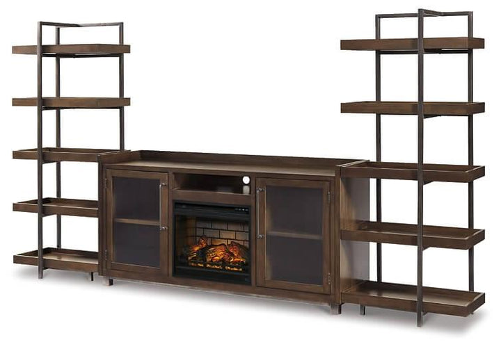 W633W6 Brown/Beige Contemporary Starmore 3-Piece Wall Unit with Electric Fireplace By AFI - sofafair.com