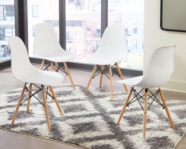 D200-02X4 White Contemporary Jaspeni Dining Chair (Set of 4) By Ashley - sofafair.com