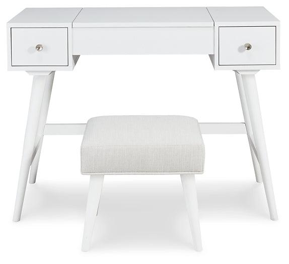B060-122 White Contemporary Thadamere Vanity with Stool By Ashley - sofafair.com