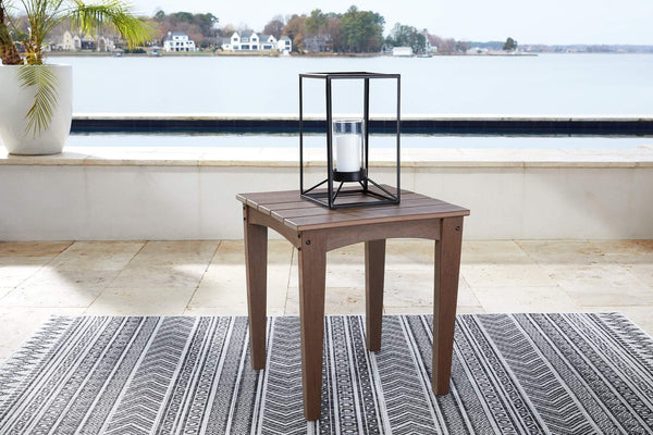 P420-702 Brown/Beige Casual Emmeline Outdoor End Table By Ashley - sofafair.com
