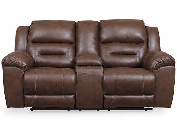 Stoneland Power Reclining Loveseat with Console 3990496 Brown/Beige Contemporary Motion Upholstery By Ashley - sofafair.com