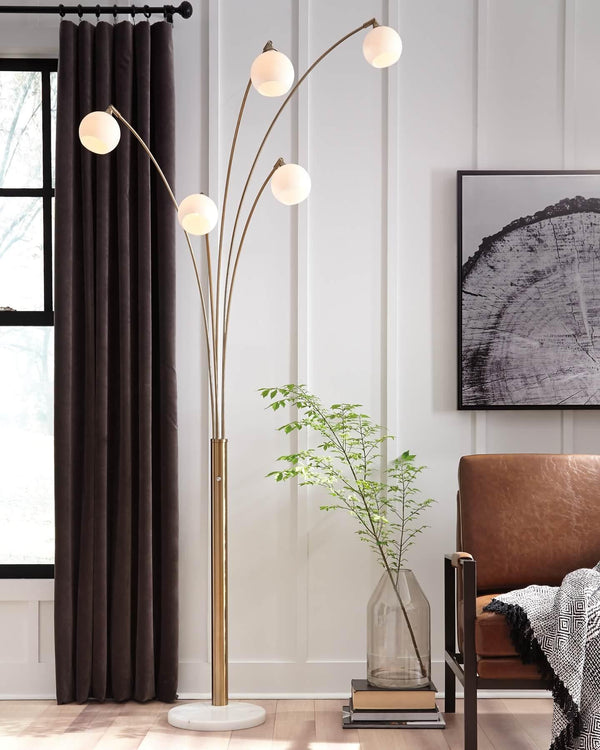 Taliya Arc Lamp L725119 White Contemporary Floor Lamp By Ashley - sofafair.com