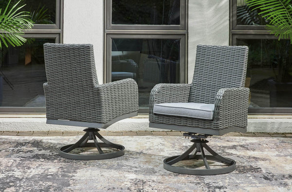 Elite Park Swivel Chair with Cushion (Set of 2) P518-602A Black/Gray Casual Outdoor Dining Chair By Ashley - sofafair.com