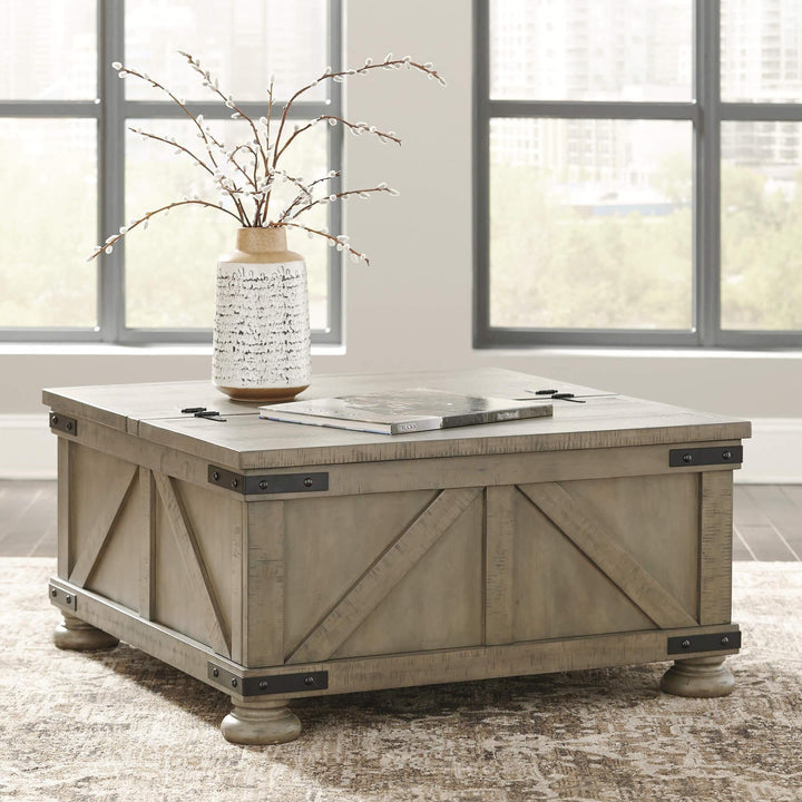 Aldwin Coffee Table With Storage T457-20 Black/Gray Casual Cocktail Table By Ashley - sofafair.com