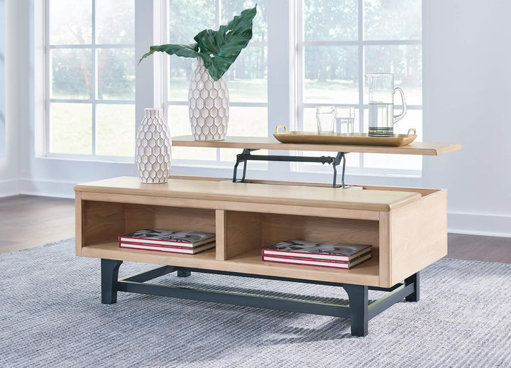 Freslowe Lift-Top Coffee Table T931-9 Black/Gray Contemporary Cocktail Table Lift By Ashley - sofafair.com
