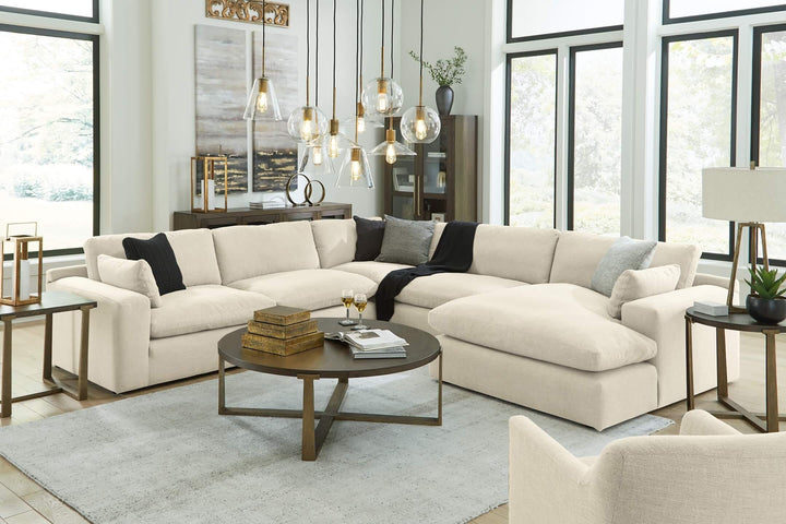 Elyza 5-Piece Sectional with Chaise 10006S7 White Contemporary Stationary Sectionals By AFI - sofafair.com