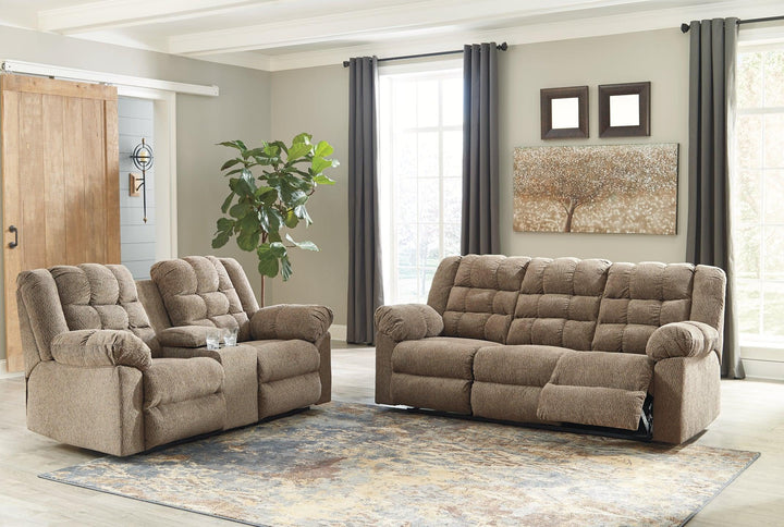 Workhorse Reclining Sofa and Loveseat 58401U1 Cocoa Contemporary Motion Upholstery Package By AFI - sofafair.com