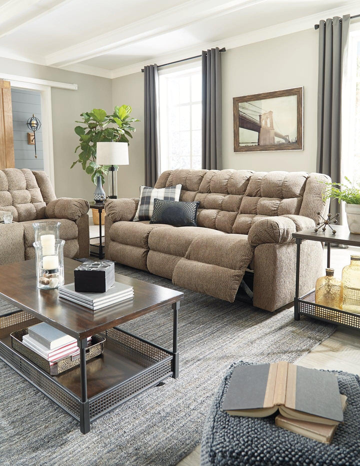 Workhorse Reclining Sofa and Loveseat 58401U1 Cocoa Contemporary Motion Upholstery Package By AFI - sofafair.com