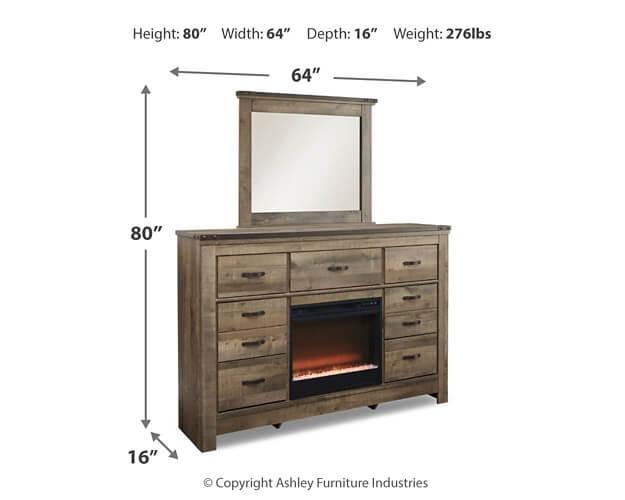 B446B53 Brown/Beige Casual Trinell Dresser and Mirror with Fireplace By AFI - sofafair.com