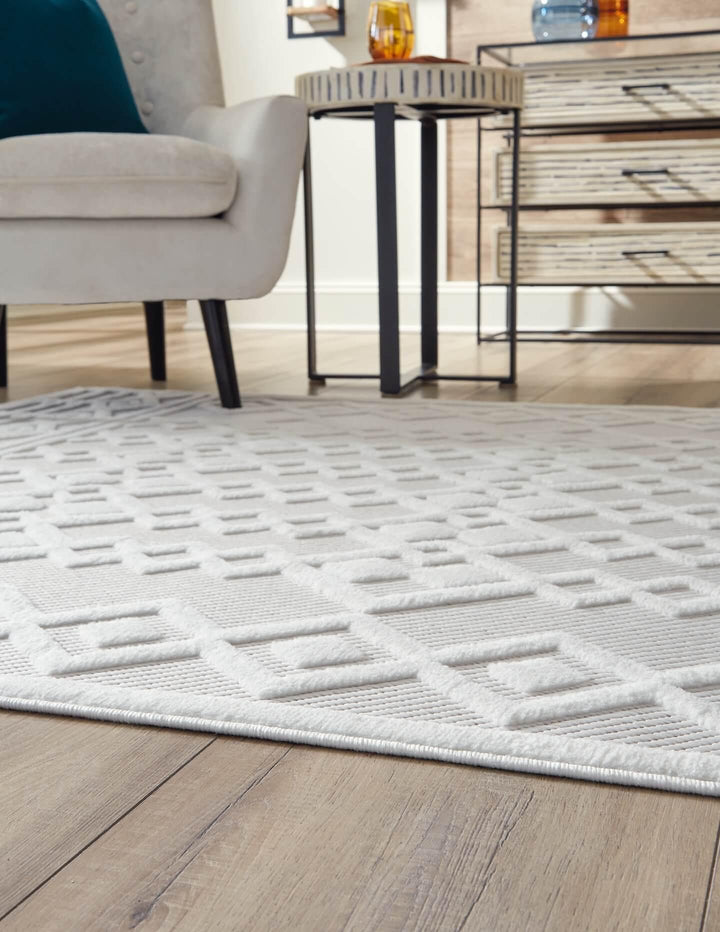 Larkton 5'3" x 7' Rug R405662 White Contemporary Rug Medium By Ashley - sofafair.com