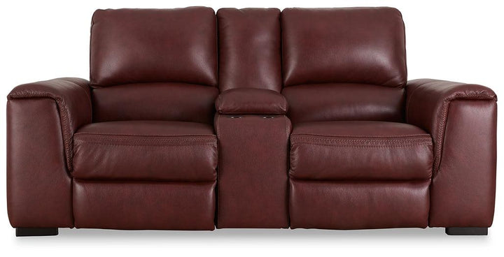 Alessandro Power Reclining Loveseat with Console U2550118 Red/Burgundy Contemporary Motion Upholstery By Ashley - sofafair.com