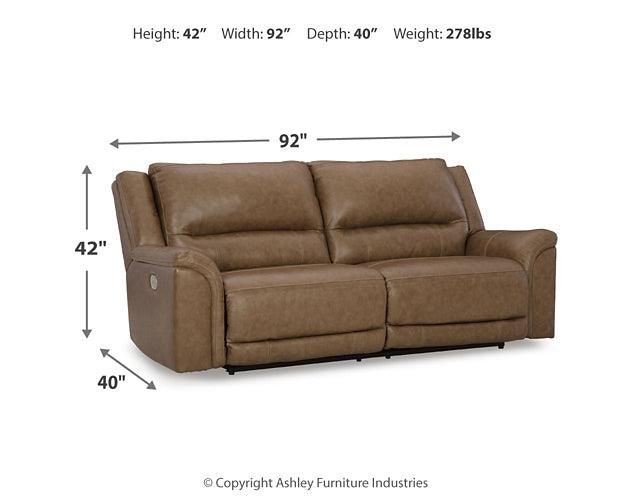 Trasimeno Power Reclining Sofa U8281547 Brown/Beige Contemporary Motion Upholstery By Ashley - sofafair.com
