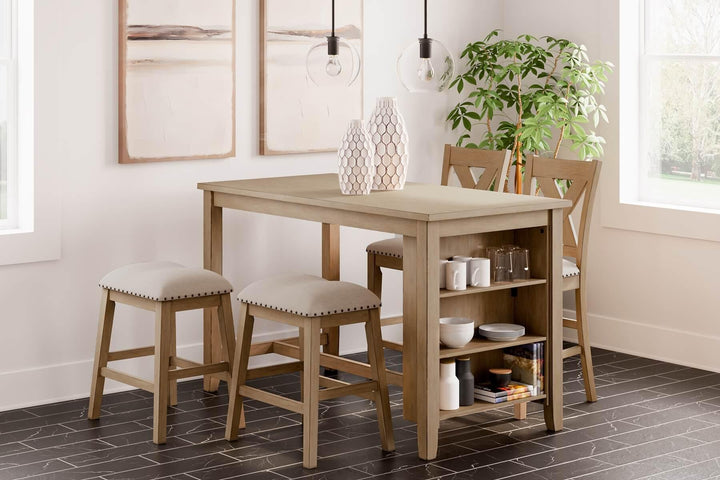 Sanbriar Counter Height Dining Table D393-13 Brown/Beige Casual Counter Height Table By AFI - sofafair.com