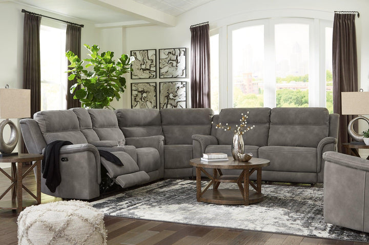 NextGen DuraPella 3Piece Power Reclining Sectional with Power Recliner 59301U2 Slate Contemporary Motion Upholstery Package By AFI - sofafair.com