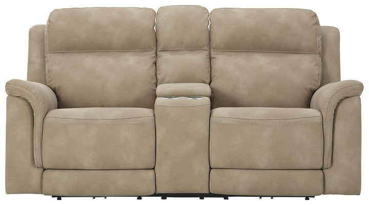 NextGen DuraPella Power Reclining Loveseat with Console 5930218 Sand Contemporary Motion Upholstery By AFI - sofafair.com