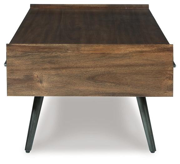 Calmoni Coffee Table T916-1 Brown/Beige Contemporary Cocktail Table By Ashley - sofafair.com