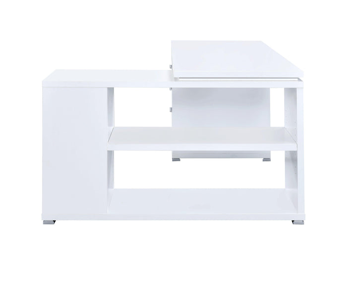 Yvette 800516 White Casual l-shape desk By coaster - sofafair.com