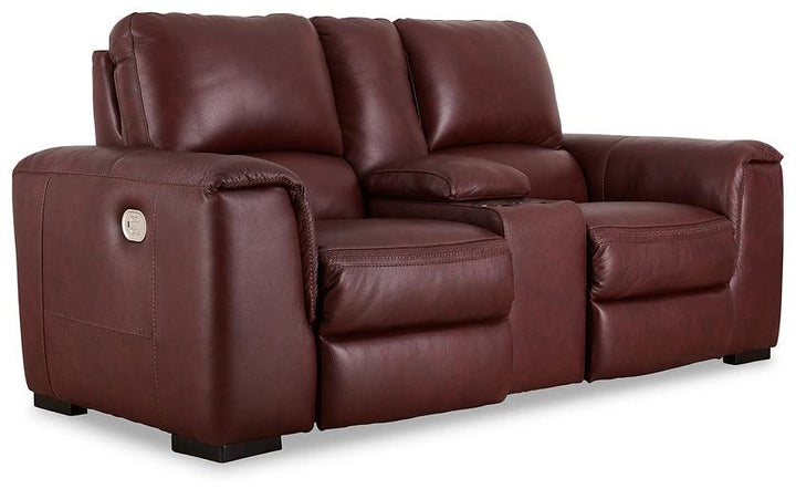 Alessandro Power Reclining Loveseat with Console U2550118 Red/Burgundy Contemporary Motion Upholstery By Ashley - sofafair.com