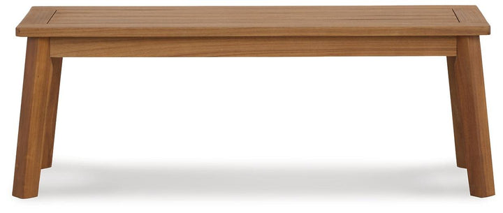 P407-600 Brown/Beige Casual Janiyah Outdoor Dining Bench By Ashley - sofafair.com