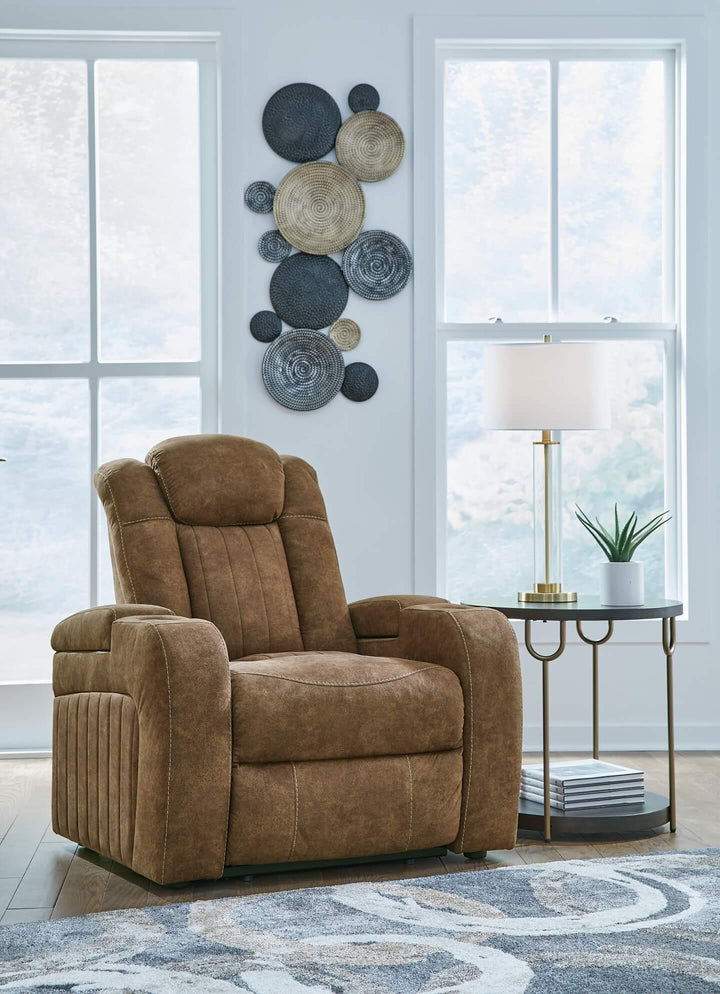 Wolfridge Power Recliner 6070313 Brown/Beige Contemporary Motion Upholstery By AFI - sofafair.com