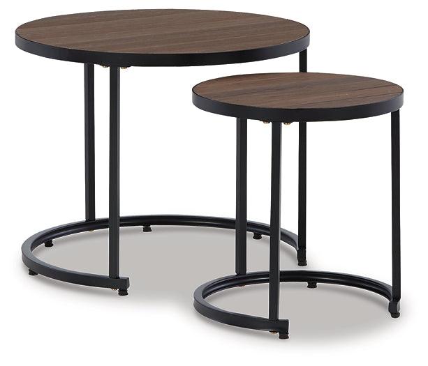 Ayla Outdoor Nesting End Tables (Set of 2) P020-716 Black/Gray Casual Outdoor End Table By Ashley - sofafair.com