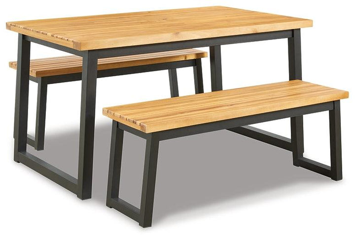 P220-115 Black/Gray Casual Town Wood Outdoor Dining Table Set (Set of 3) By Ashley - sofafair.com