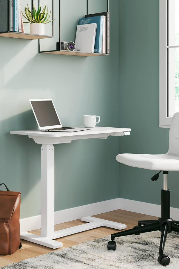 Lynxtyn Adjustable Height Home Office Side Desk H400-212 White Contemporary Desks By Ashley - sofafair.com