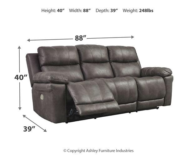 Erlangen Power Reclining Sofa 3000415 Black/Gray Contemporary Motion Upholstery By Ashley - sofafair.com