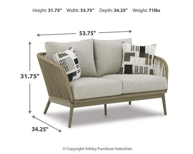 P390-835 Brown/Beige Casual Swiss Valley Outdoor Loveseat with Cushion By Ashley - sofafair.com