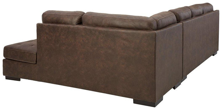 Maderla 2Piece Sectional with Chaise 62002S2 Walnut Contemporary Stationary Sectionals By AFI - sofafair.com