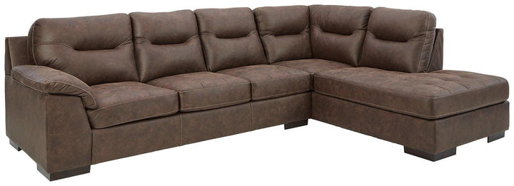Maderla 2Piece Sectional with Chaise 62002S2 Walnut Contemporary Stationary Sectionals By AFI - sofafair.com