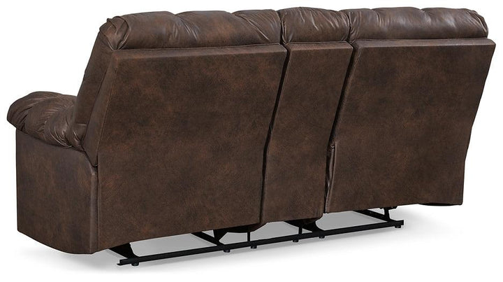 Derwin Reclining Loveseat with Console 2840194 Brown/Beige Contemporary Motion Upholstery By Ashley - sofafair.com