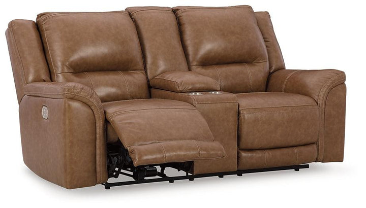 Trasimeno Power Reclining Loveseat with Console U8281518 Brown/Beige Contemporary Motion Upholstery By Ashley - sofafair.com